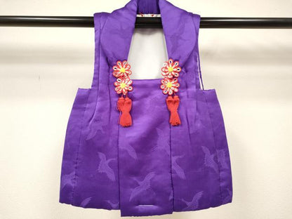 平和屋着物●女の子　子供　３歳　被布　三つ身　飛鶴地紋　菖蒲色　逸品　新品　DAAY3025ma