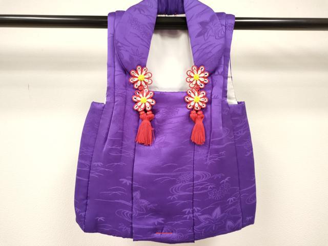 平和屋着物●女の子　子供　３歳　被布　三つ身　霞花芝地紋　菖蒲色　逸品　新品　DAAY3022ma