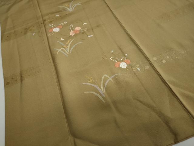 平和屋着物●訪問着 刺繍 草葉文 金彩 反端付き 正絹 逸品 DAAY5312ud