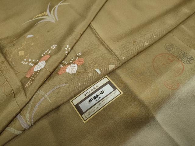 平和屋着物●訪問着 刺繍 草葉文 金彩 反端付き 正絹 逸品 DAAY5312ud