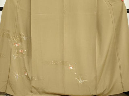 平和屋着物●訪問着 刺繍 草葉文 金彩 反端付き 正絹 逸品 DAAY5312ud