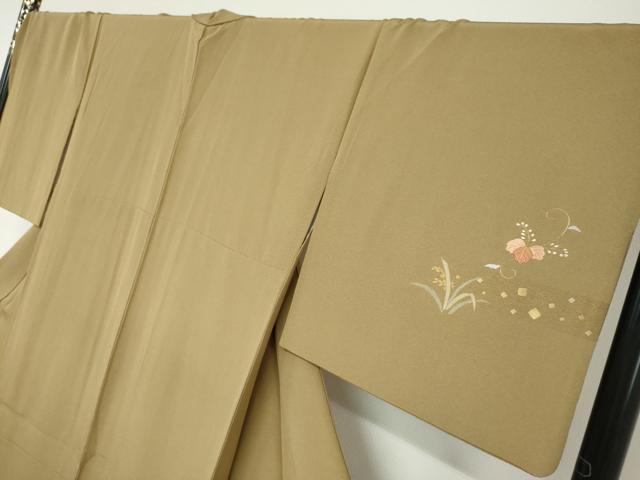 平和屋着物●訪問着 刺繍 草葉文 金彩 反端付き 正絹 逸品 DAAY5312ud