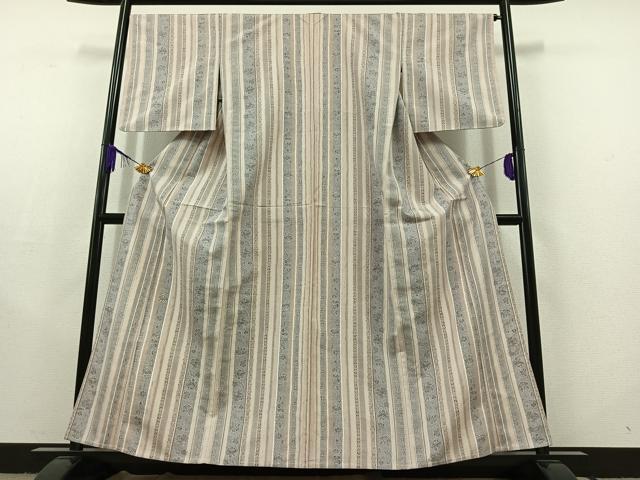 平和屋着物▽上質な紬 単衣 花間道 正絹 逸品 AABC2225jh