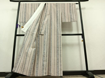 平和屋着物▽上質な紬 単衣 花間道 正絹 逸品 AABC2225jh