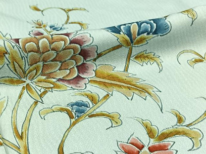平和屋着物▽訪問着 単衣 手描き 更紗花文 正絹 逸品 AABC2222jh