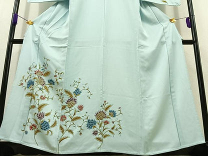 平和屋着物▽訪問着 単衣 手描き 更紗花文 正絹 逸品 AABC2222jh