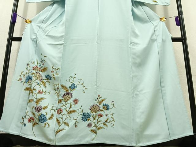 平和屋着物▽訪問着 単衣 手描き 更紗花文 正絹 逸品 AABC2222jh