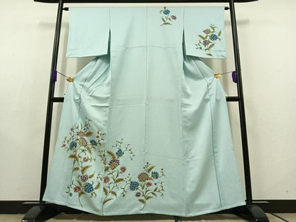 平和屋着物▽訪問着 単衣 手描き 更紗花文 正絹 逸品 AABC2222jh