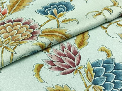 平和屋着物▽訪問着 単衣 手描き 更紗花文 正絹 逸品 AABC2222jh