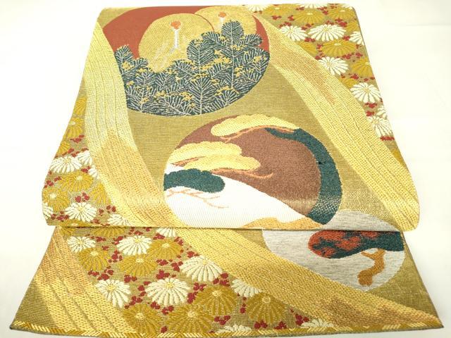 平和屋着物▼六通柄袋帯 花鳥松文 金銀糸 正絹 逸品 DAAX3733az