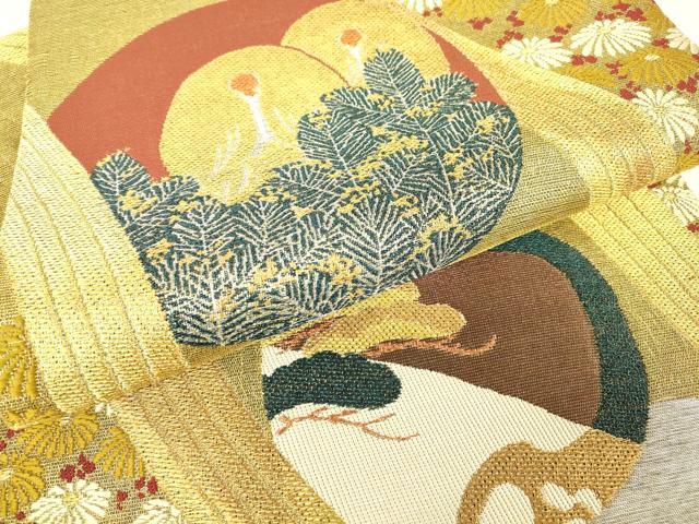 平和屋着物▼六通柄袋帯 花鳥松文 金銀糸 正絹 逸品 DAAX3733az