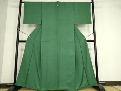 平和屋着物●上質な色無地 木賊色 正絹 逸品 DAAX3810az