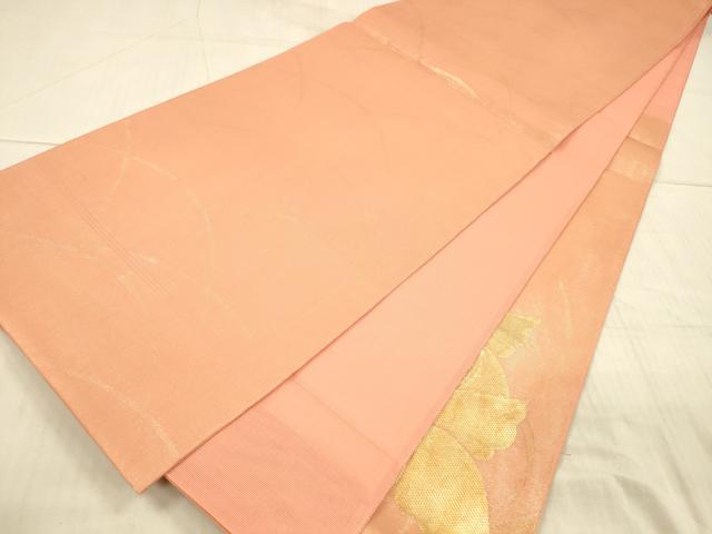 平和屋着物＊夏物 太鼓柄袋帯 舞蝶草葉文 金糸 正絹 逸品 DAAX8880cm