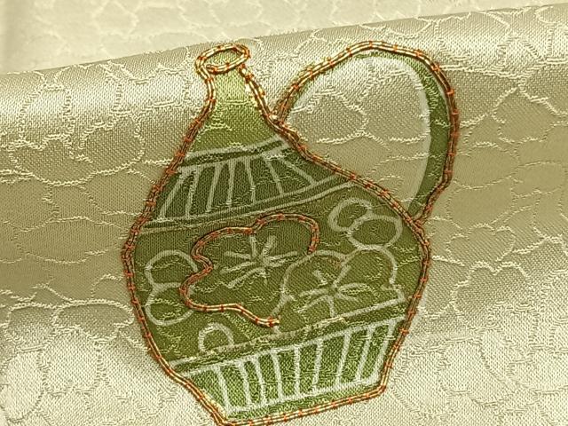平和屋着物▽訪問着 単衣 駒刺繍 陶器文 暈し染め 金彩 正絹 逸品 AABC0579fy
