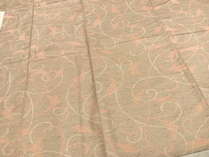 平和屋着物▽上質な紬　単衣　唐草文　正絹　逸品　AABC0575fy