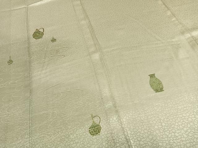 平和屋着物▽訪問着 単衣 駒刺繍 陶器文 暈し染め 金彩 正絹 逸品 AABC0579fy