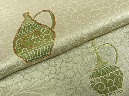 平和屋着物▽訪問着 単衣 駒刺繍 陶器文 暈し染め 金彩 正絹 逸品 AABC0579fy