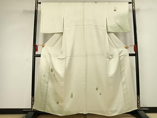 平和屋着物▽訪問着 単衣 駒刺繍 陶器文 暈し染め 金彩 正絹 逸品 AABC0579fy