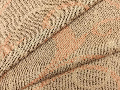 平和屋着物▽上質な紬　単衣　唐草文　正絹　逸品　AABC0575fy