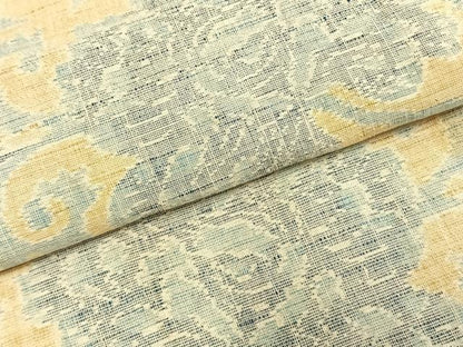 平和屋着物▽上質な紬　単衣　花唐草文　正絹　逸品　AABC0587fy