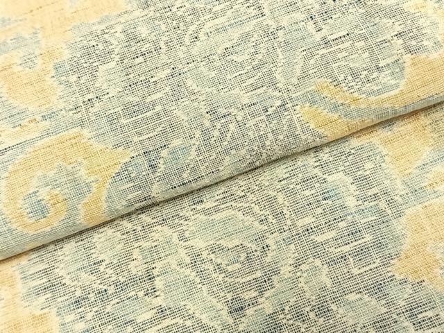 平和屋着物▽上質な紬　単衣　花唐草文　正絹　逸品　AABC0587fy