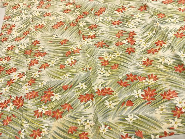 平和屋着物▽上質な小紋 単衣 草花文 正絹 逸品 AABC0595fy