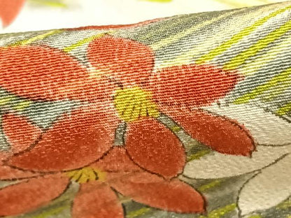 平和屋着物▽上質な小紋 単衣 草花文 正絹 逸品 AABC0595fy