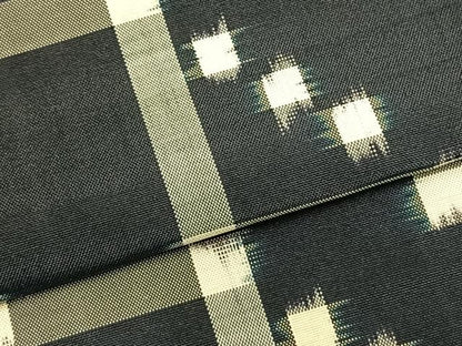 平和屋着物▽上質な紬 単衣 幾何学文様 正絹 逸品 AABC3727fy