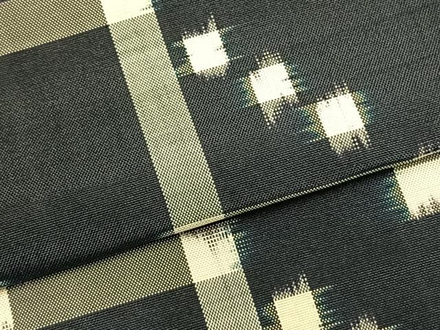 平和屋着物▽上質な紬 単衣 幾何学文様 正絹 逸品 AABC3727fy
