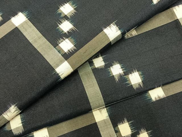平和屋着物▽上質な紬 単衣 幾何学文様 正絹 逸品 AABC3727fy