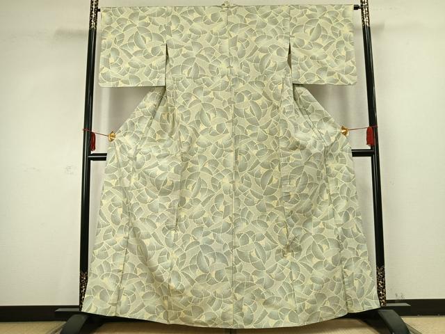 平和屋着物▽本場大島紬 単衣 幾何学文様 正絹 逸品 AABC3743fy