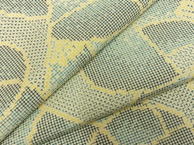 平和屋着物▽本場大島紬 単衣 幾何学文様 正絹 逸品 AABC3743fy