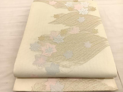 平和屋着物＊夏物 六通柄袋帯 唐織 竜田川 金糸 正絹 逸品 BAAV5360hv