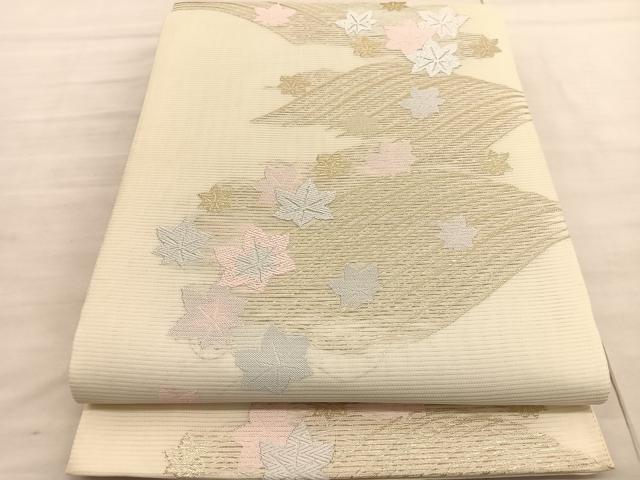 平和屋着物＊夏物 六通柄袋帯 唐織 竜田川 金糸 正絹 逸品 BAAV5360hv
