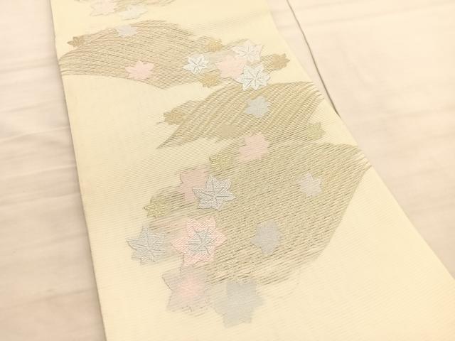 平和屋着物＊夏物 六通柄袋帯 唐織 竜田川 金糸 正絹 逸品 BAAV5360hv
