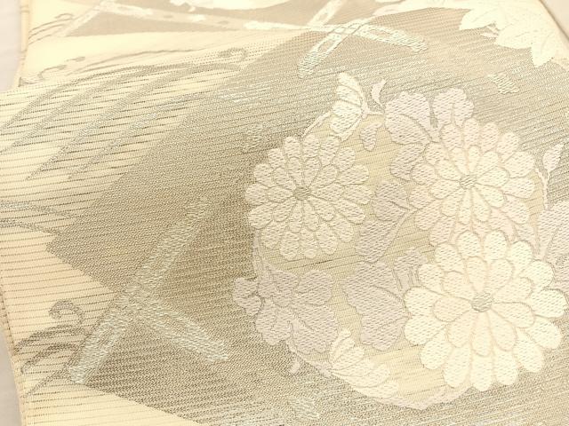 平和屋着物＊夏物 六通柄袋帯 唐織 立波菱天井花丸文 銀糸 正絹 逸品 BAAV5365hv