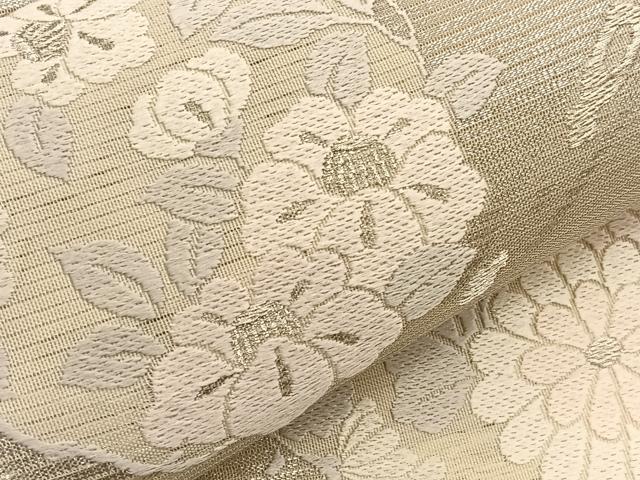 平和屋着物＊夏物 六通柄袋帯 唐織 立波菱天井花丸文 銀糸 正絹 逸品 BAAV5365hv