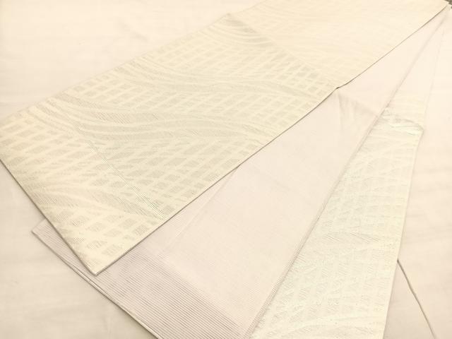 平和屋着物＊夏物 六通柄袋帯 流線格子文 銀糸 正絹 逸品 BAAV5383hv