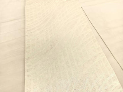 平和屋着物＊夏物 六通柄袋帯 流線格子文 銀糸 正絹 逸品 BAAV5383hv
