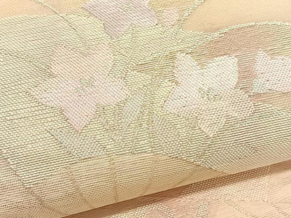 平和屋着物＊夏物 六通柄袋帯 扇面花文 銀糸 正絹 逸品 未使用 BAAV5384hv