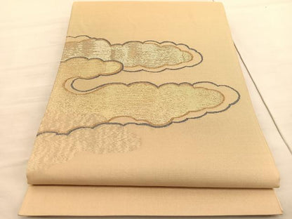 平和屋着物◎スリーシーズン　春夏秋　太鼓柄袋帯　瑞雲　金銀糸　正絹　逸品　BAAV5387hv