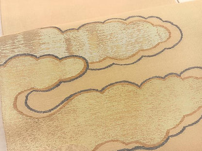 平和屋着物◎スリーシーズン　春夏秋　太鼓柄袋帯　瑞雲　金銀糸　正絹　逸品　BAAV5387hv