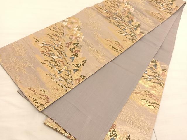 平和屋着物◎六通柄袋帯 唐織 飛鶴浜松文 金糸 正絹 逸品 BAAV5440hv