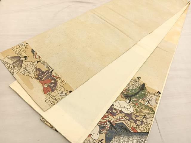平和屋着物◎太鼓柄袋帯 三十六歌仙 正絹 逸品 BAAV5437hv