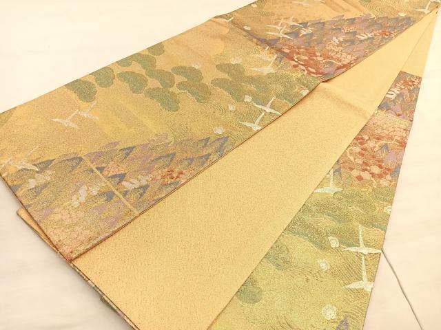 平和屋着物◎光悦佐賀錦　六通柄袋帯　飛鶴樹林文　金銀糸　正絹　逸品　BAAV5482hv