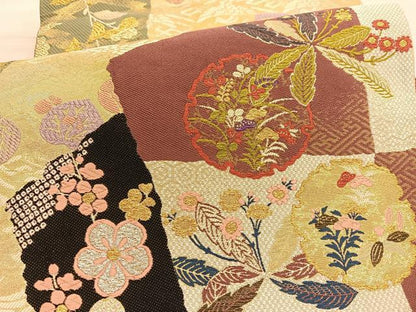 平和屋着物●両面 六通柄袋帯 唐織 徳川伝承文 金銀糸 正絹 逸品 BAAV5521hv