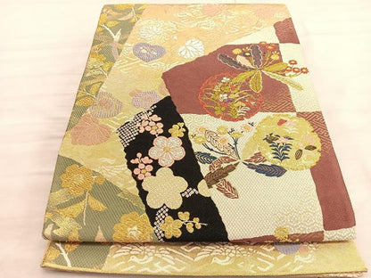 平和屋着物●両面 六通柄袋帯 唐織 徳川伝承文 金銀糸 正絹 逸品 BAAV5521hv