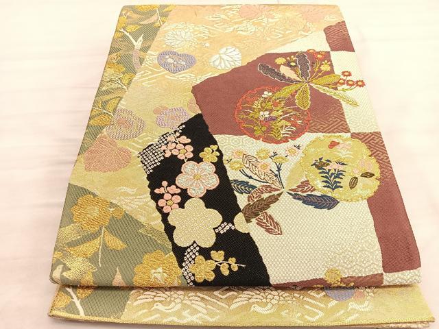 平和屋着物●両面 六通柄袋帯 唐織 徳川伝承文 金銀糸 正絹 逸品 BAAV5521hv