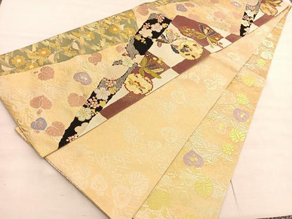 平和屋着物●両面 六通柄袋帯 唐織 徳川伝承文 金銀糸 正絹 逸品 BAAV5521hv