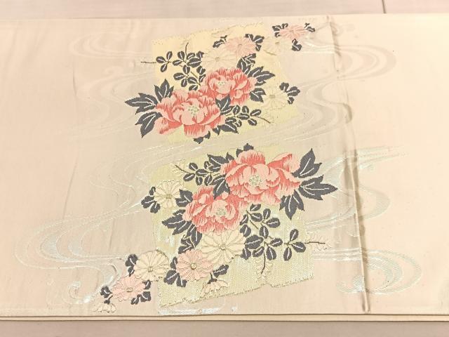 平和屋着物◎六通柄袋帯　唐織　牡丹花文　金銀糸　引箔　正絹　逸品　BAAV5564hv